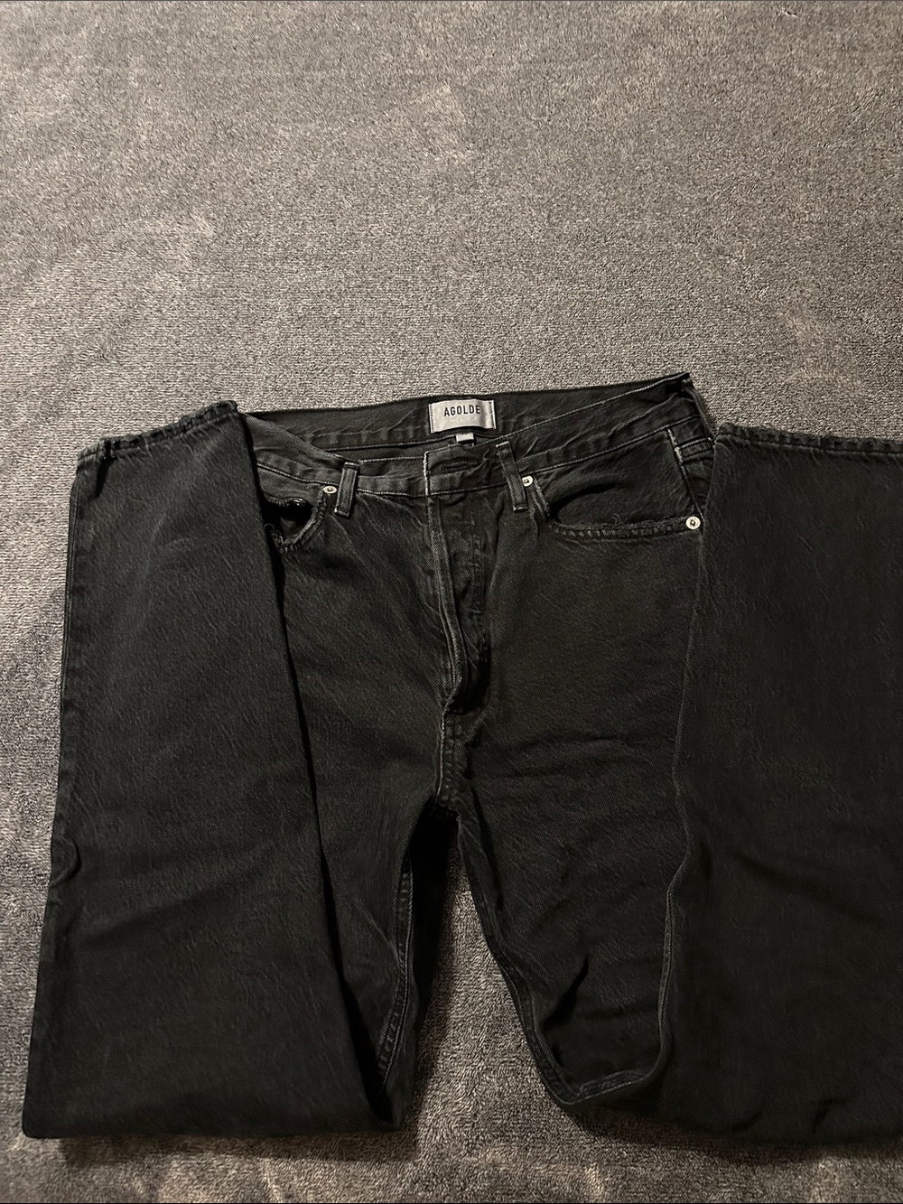 Agolde Black Relaxed Men's Jeans - Mid Rise Straight Leg